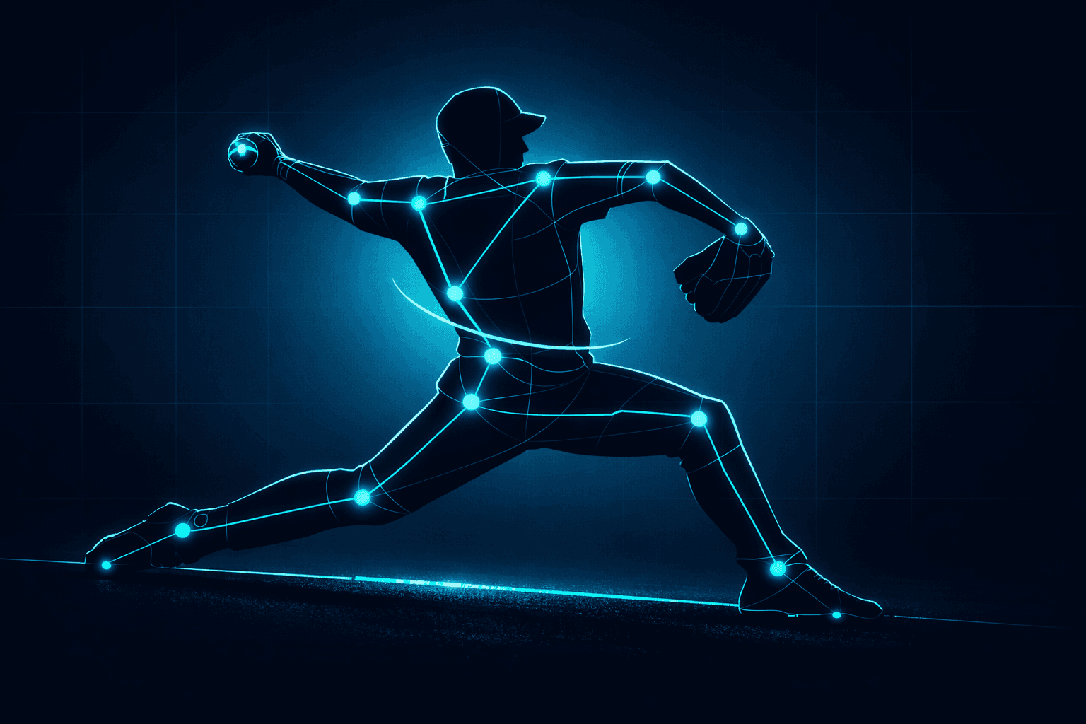 Pitching delivery with joint tracking overlay